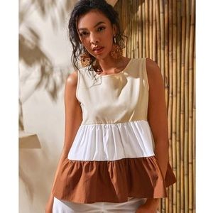 NWOT SHEIN Cut and Sew Ruffle Hem Tank Top
